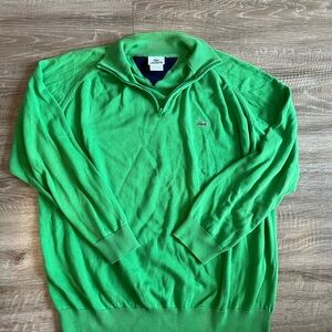 Lacoste Bright Green Quarter Zip Sweater Men’s XL 7 Pullover Crocodile Logo